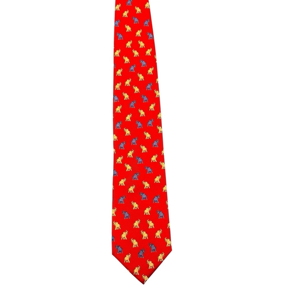Alynn Necktie Red, White, and Blue Elephants - Republican Tie Made In U.S.A - Picture 3 of 9